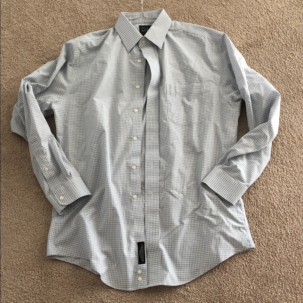 MEN'S LIGHT BLUE MICRO CHECK DRESS SHIRT -Jos. a bank